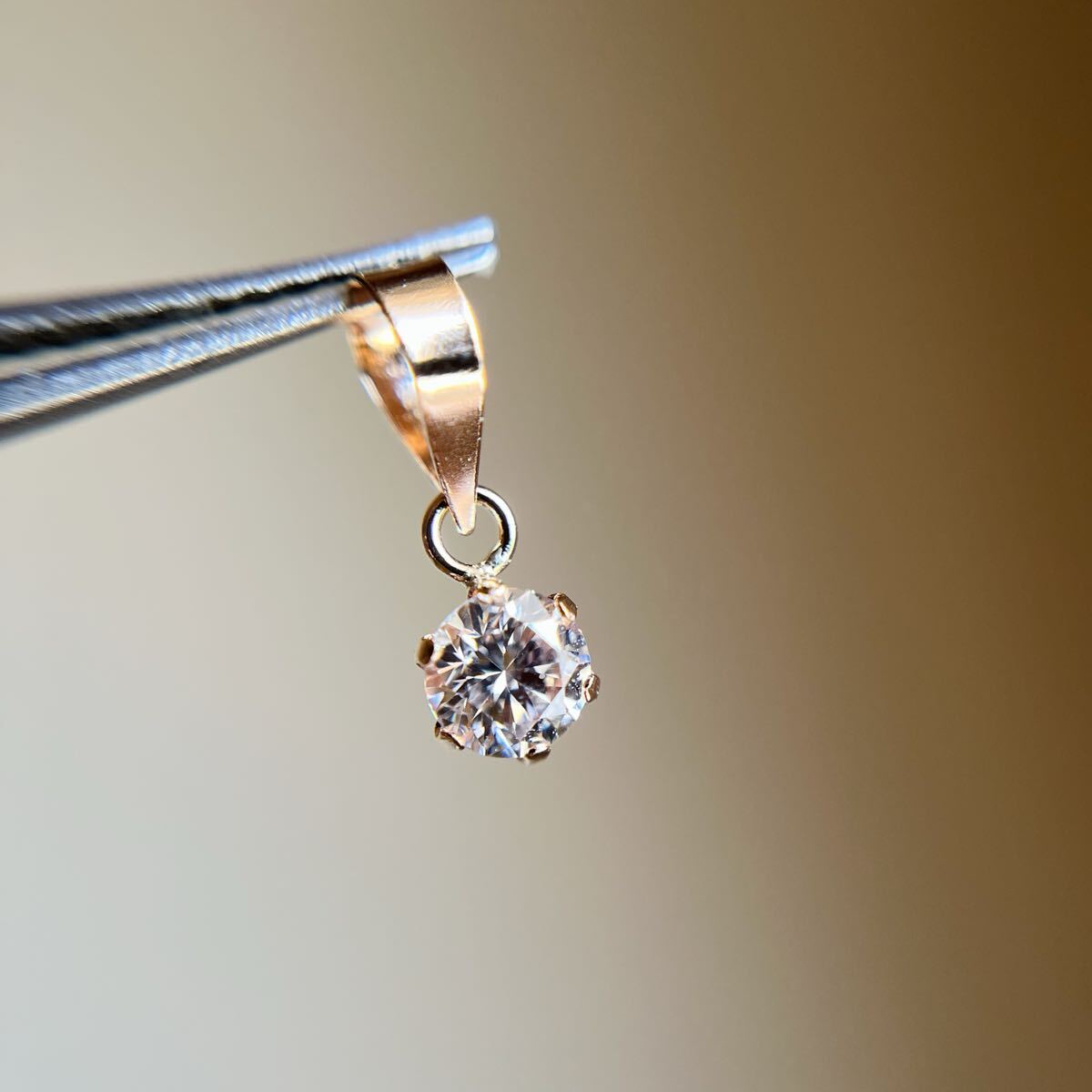 K18PG 希少☆天然ピンクダイヤモンド　0.18ct ペンダントトップ　18金ピンクゴールド 地金_画像2
