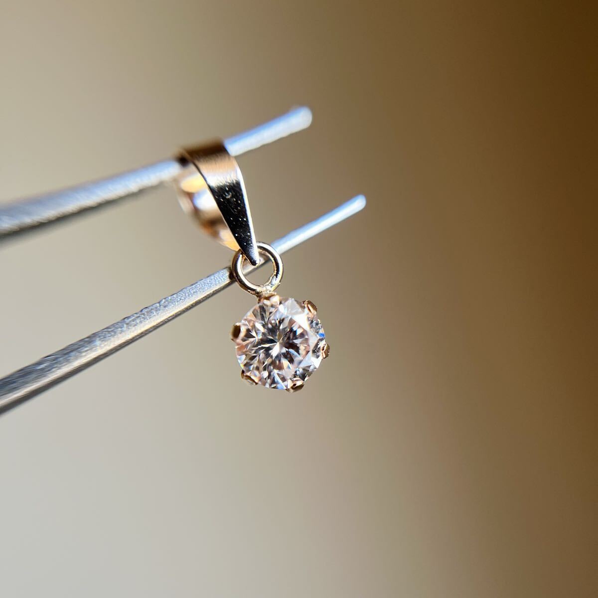 K18PG 希少☆天然ピンクダイヤモンド　0.18ct ペンダントトップ　18金ピンクゴールド 地金_画像5