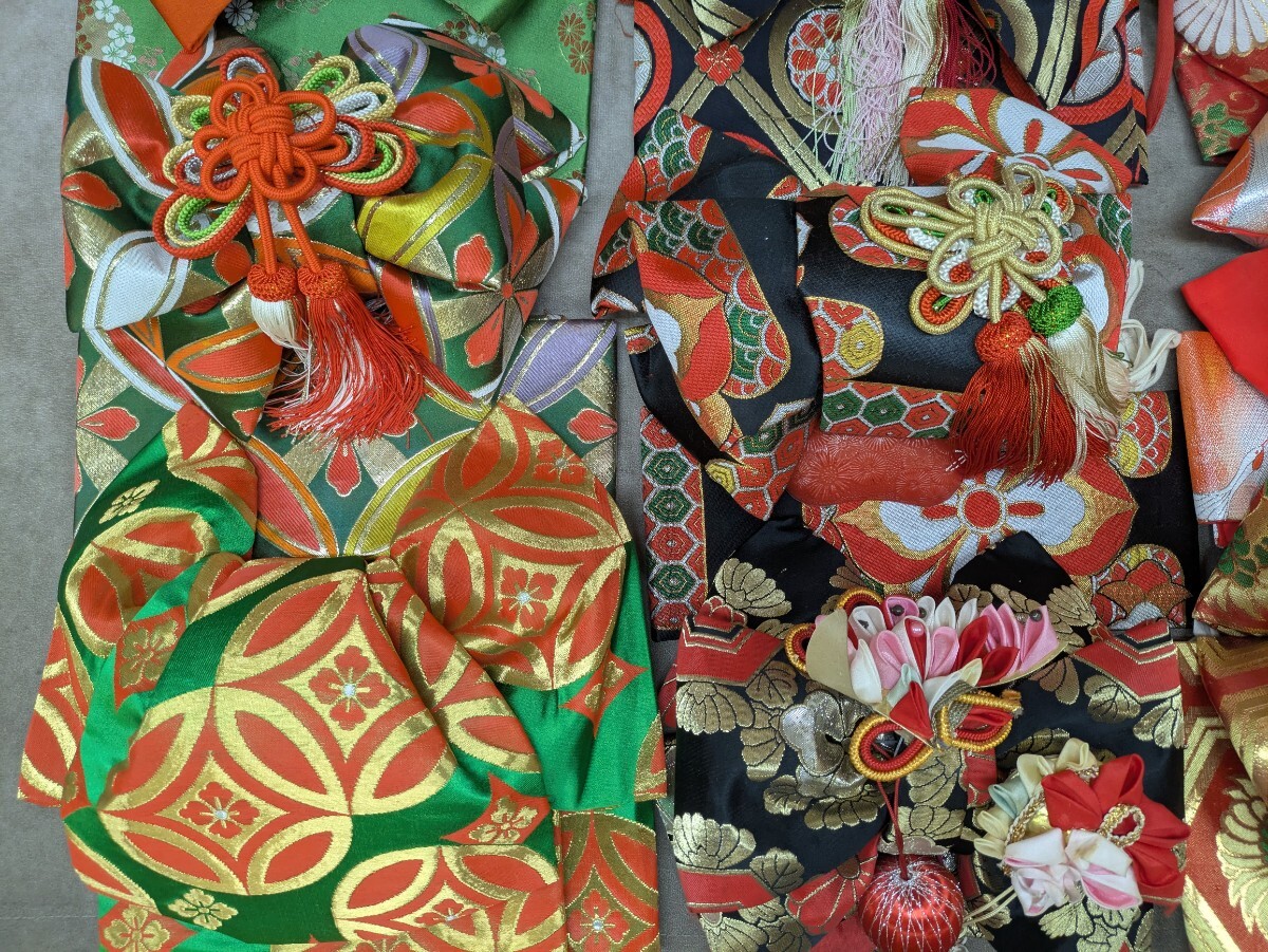 作り帯 七五三 結び帯 簡単帯 10点まとめ売り サイズ色々 お祝い 女の子 子供用 和装小物 着付け小物 花柄 和柄 レトロ柄 奈良発 _画像9