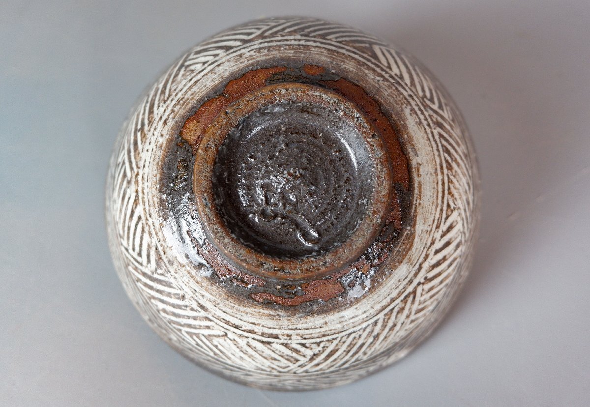 【MKA】中里重利　唐津三島茶碗　共箱　美品　佐賀　茶道具　真作保証_画像9