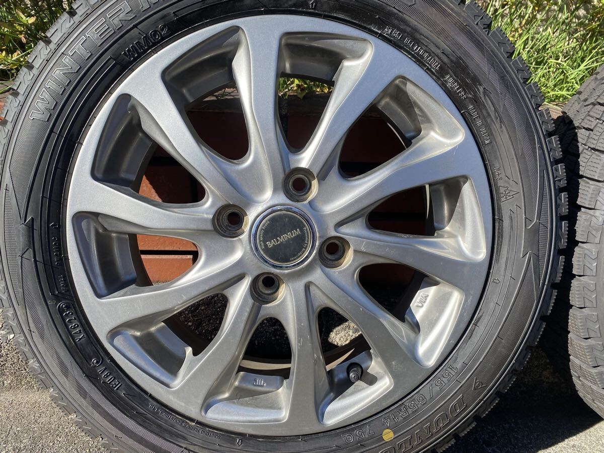 兵庫発　高年式　バルブ新品　バリ山　アルミタイヤセット 155/65R14_画像2