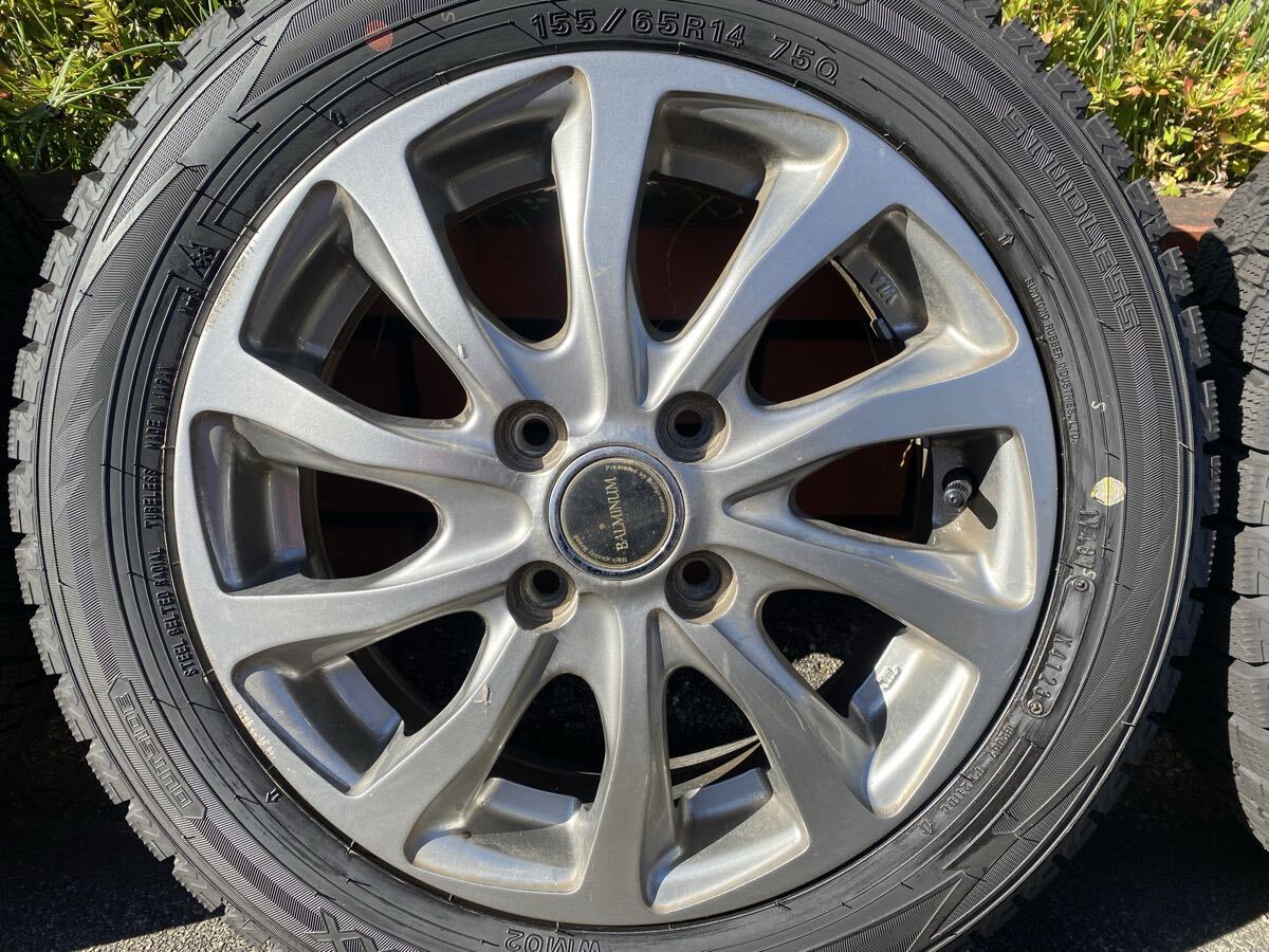 兵庫発　高年式　バルブ新品　バリ山　アルミタイヤセット 155/65R14_画像4