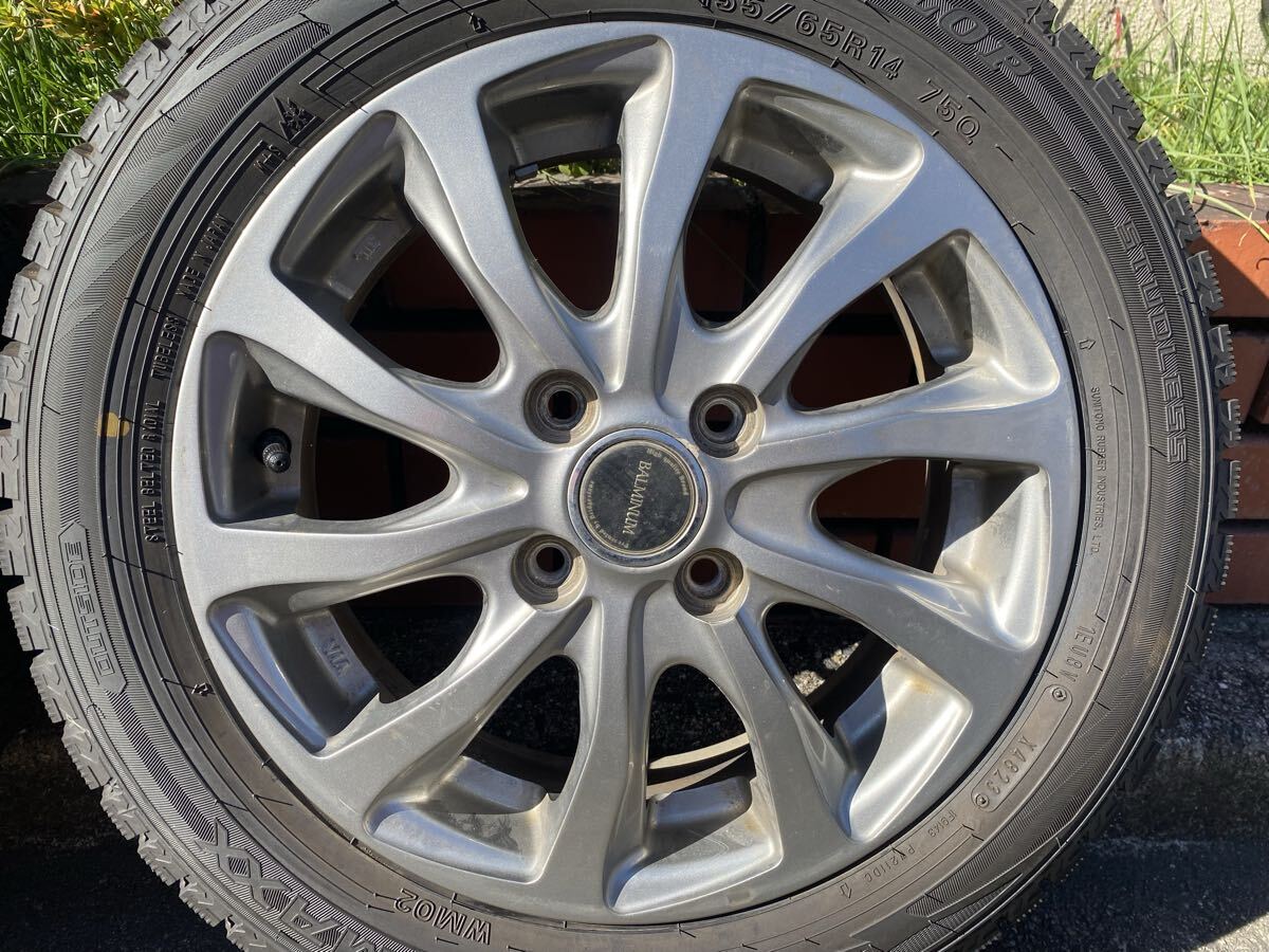 兵庫発　高年式　バルブ新品　バリ山　アルミタイヤセット 155/65R14_画像5