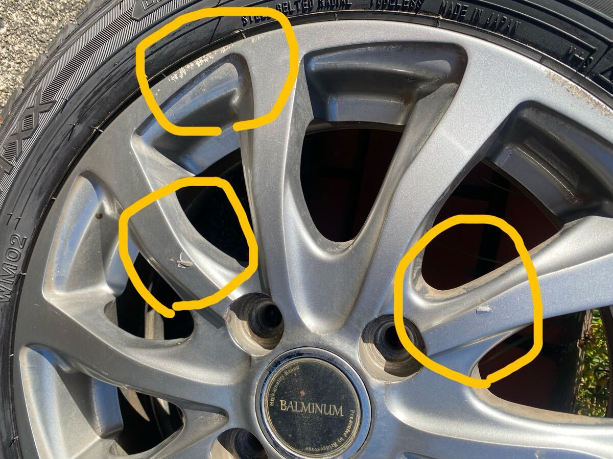 兵庫発　高年式　バルブ新品　バリ山　アルミタイヤセット 155/65R14_画像6
