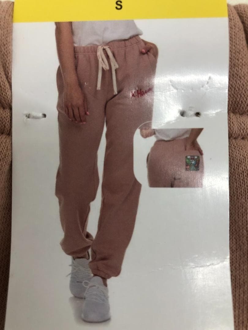 115)キース・へリング スウェットパンツ ピンクベージュ Sサイズ 裏起毛_画像6