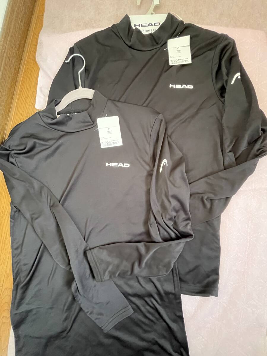 Lサイズ！2枚セット！高貴紳士的！HEAD！ブランド品！暖か！裏起毛！ハイネック！男の、黒！長袖！インナーシャツ！_画像1