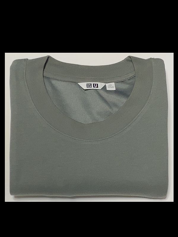 美品 ユニクロ エアリズムコットンクルーネックTシャツ ダークグリーン XXL_画像2