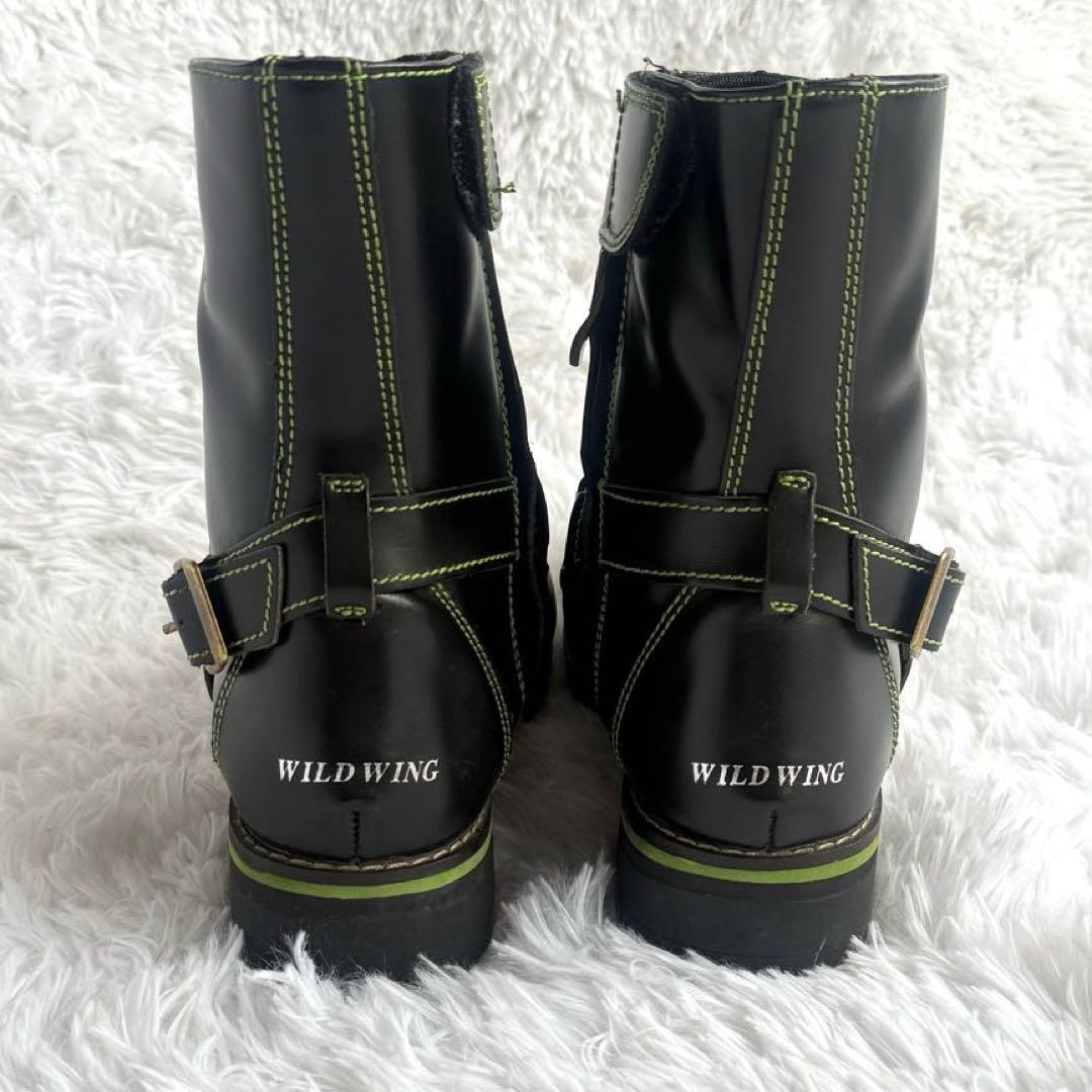  WILDWING ワイルドウィング ファルコン ライディングブーツ バイクブーツ ステッチ グリーン 本革_画像2