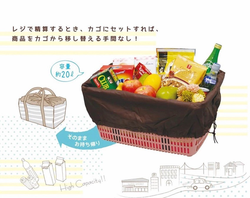 レジカゴ用バッグ エコバッグ 保温保冷ショッピングバッグ折りたたみ袋 和柄_画像7