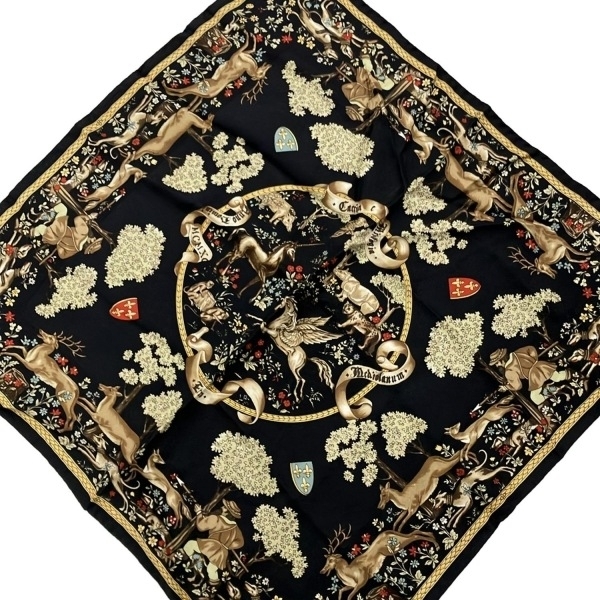 エトロ ETRO - 黒×ブラウン×マルチ アニマル柄 美品 スカーフ_画像1