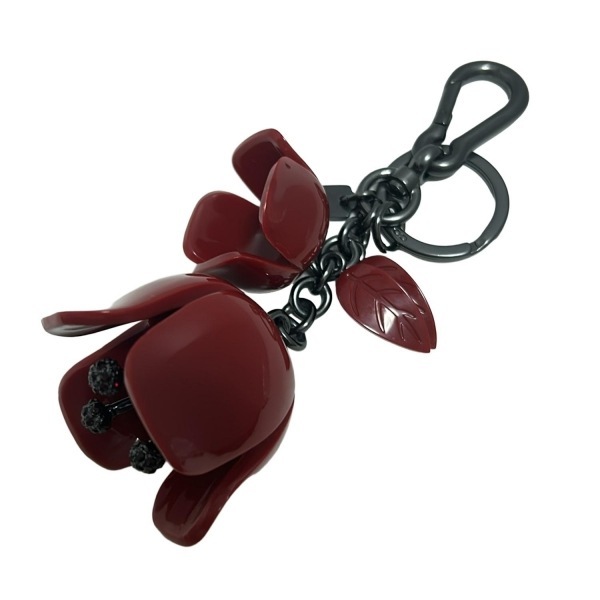  Coach COACH брелок для ключа ( очарование ) красный × чёрный цветок / стразы прекрасный товар брелок для ключа 