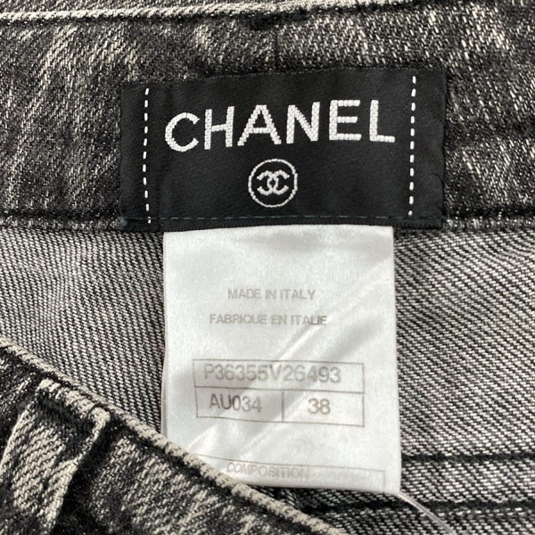 シャネル CHANEL ジーンズ/デニムパンツ サイズ38 M P36355 - ダークグレー レディース フルレングス/ココマーク/ダメージ加工 P36_画像4