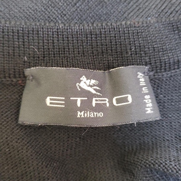 エトロ ETRO カーディガン サイズ42 M - 黒×ブルー×マルチ レディース 長袖/ニット/シルク/ベロア 美品 トップス_画像3
