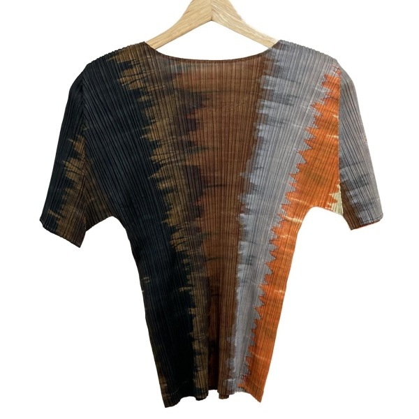 プリーツプリーズ PLEATS PLEASE 半袖カットソー サイズ4 XL PP03-JK517 - グレー×黒×マルチ レディース トップス_画像2