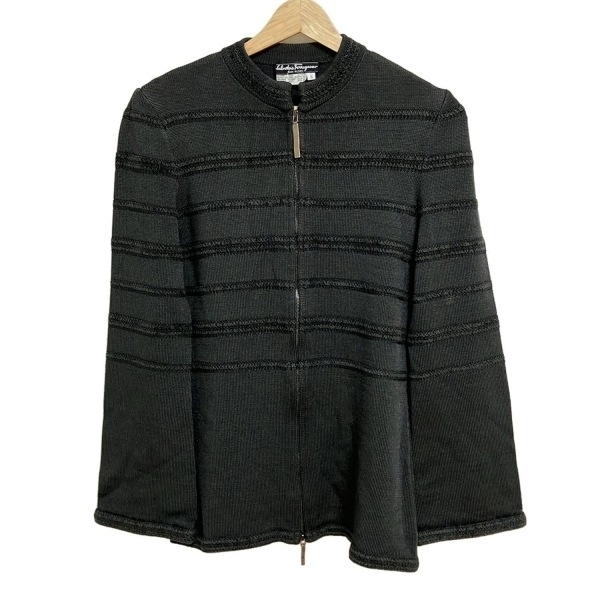  Salvatore Ferragamo FERRAGAMO/SalvatoreFerragamo свитер с длинным рукавом / вязаный размер S - темно-серый женский Zip выше tops 