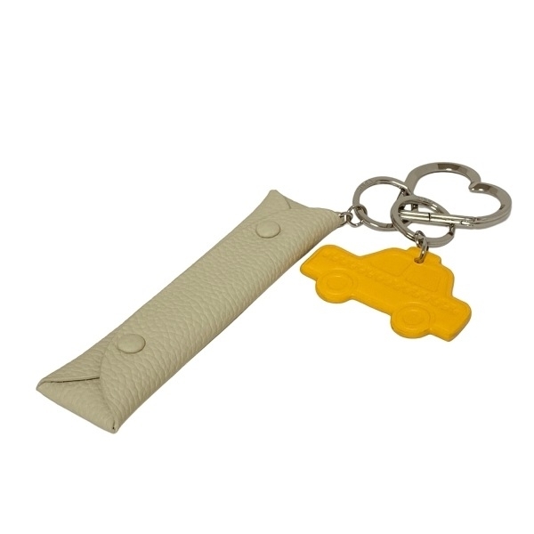vajikVASIC брелок для ключа ( очарование ) - кожа слоновая кость × темный желтый × серебряный Heart / машина прекрасный товар брелок для ключа 