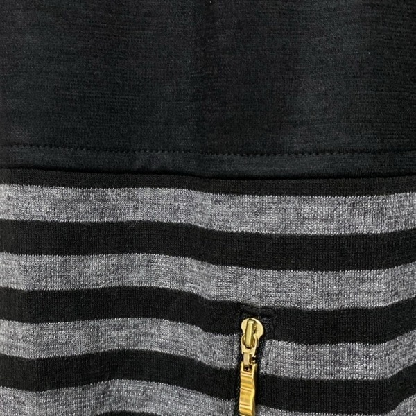 レリアン Leilian サイズ17+ XL - 黒×グレー レディース クルーネック/長袖/ひざ丈/ボーダー 美品 ワンピース_画像7