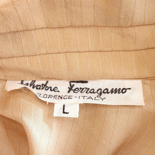  Salvatore Ferragamo FERRAGAMO/SalvatoreFerragamo рубашка с длинным рукавом блуза размер L - бежевый × темно-коричневый × мульти- женский прекрасный товар 