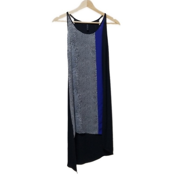 ビーシービージーマックスアズリア BCBGMAXAZRIA サイズXXS XS - 黒×ブルー×ライトグレー レディース キャミワンピ/ミニ 美品 ワンピース_画像1