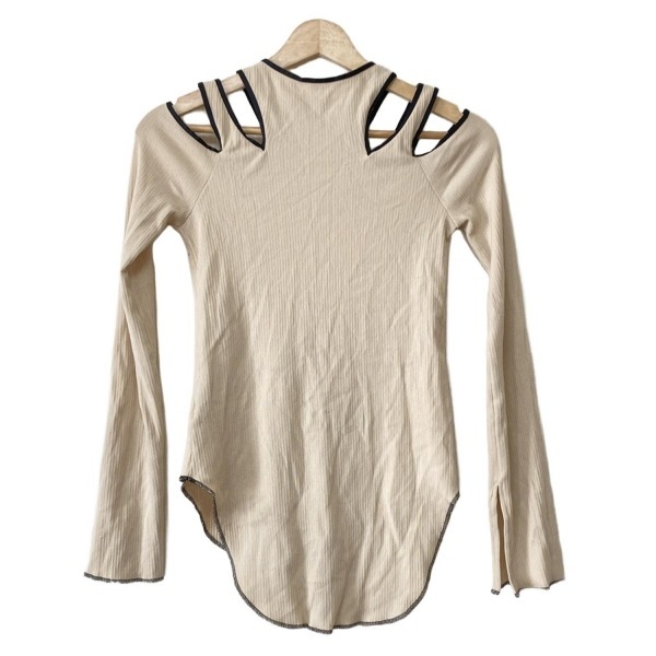 シングス ザット マター THINGS THAT MATTER 長袖カットソー サイズF - ベージュ×黒 レディース ニット トップス_画像2