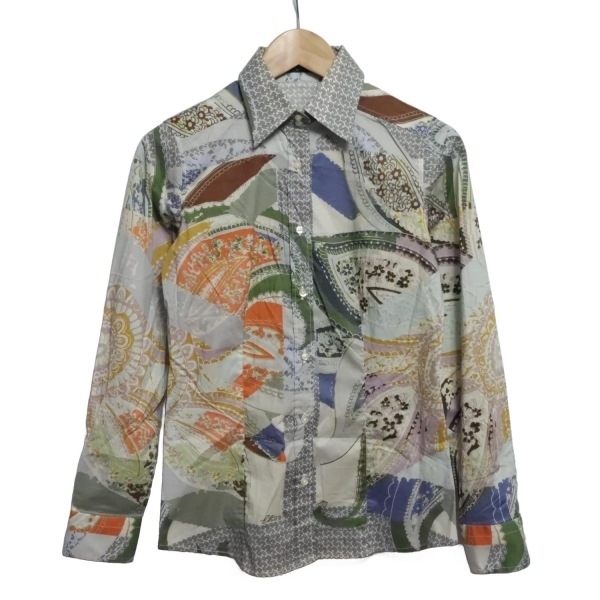 エトロ ETRO 長袖シャツブラウス サイズ42 M - ライトグレー×ダークブラウン×マルチ レディース 美品 トップス_画像1
