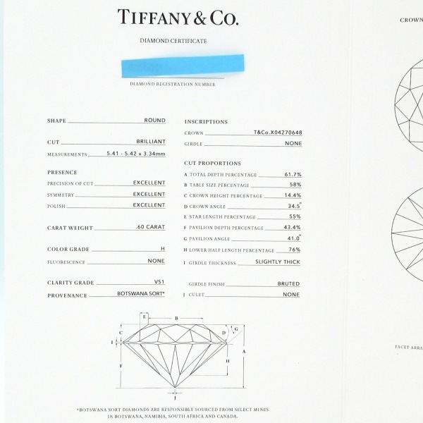 磨き済み■ティファニー TIFFANY&Co. ネックレス ソリティア Pt950×ダイヤモンド ダイヤ0.60カラット/CUT:BRILLIANT/CLARITY:VS1/COLOR:H_画像8