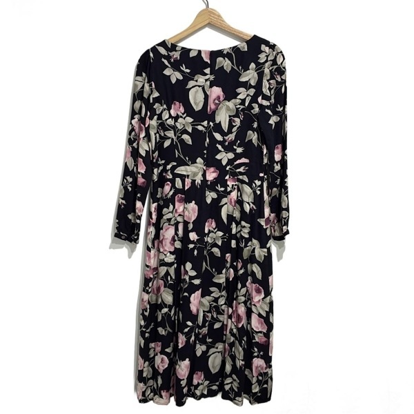 ローラアシュレイ LAURAASHLEY サイズ11 M - 黒×ピンク×マルチ レディース 長袖/ロング/花柄 美品 ワンピース_画像2