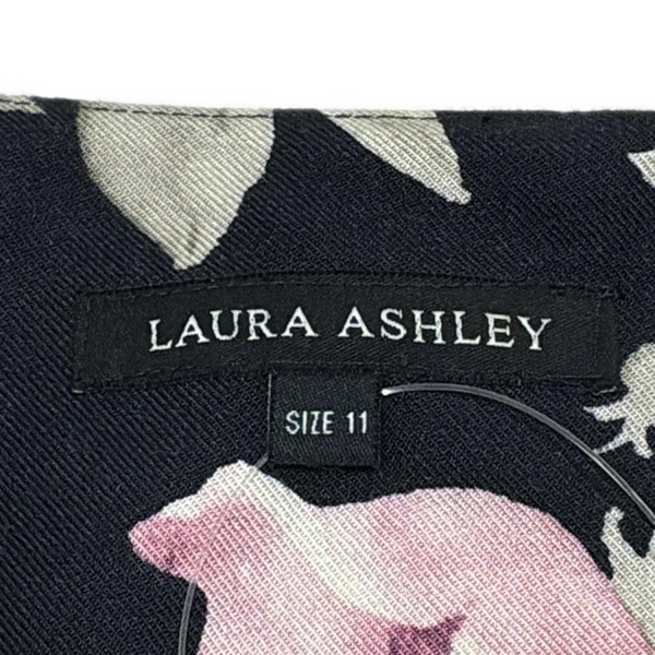 ローラアシュレイ LAURAASHLEY サイズ11 M - 黒×ピンク×マルチ レディース 長袖/ロング/花柄 美品 ワンピース_画像3