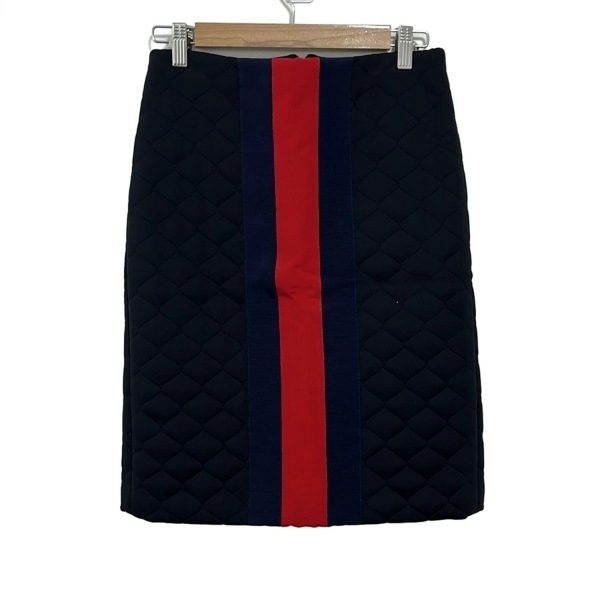 グッチ GUCCI スカート サイズ36 S 771282 ZAPNA - 黒×ダークネイビー×レッド レディース ひざ丈/キルティング ボトムス_画像1