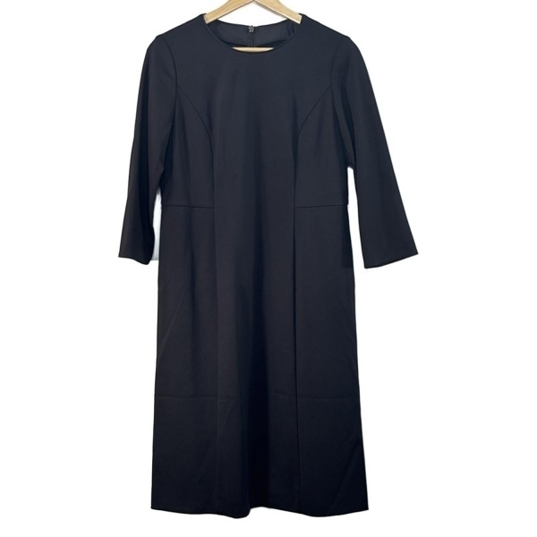 レリアン Leilian サイズ9 M - 黒 レディース クルーネック/七分袖/ひざ丈 美品 ワンピース_画像1