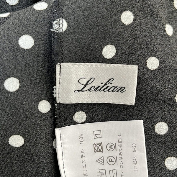 レリアン Leilian チュニック サイズ13＋ S - 黒×白 レディース クルーネック/半袖/ドット柄 ワンピース_画像3