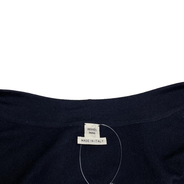 エルメス HERMES カーディガン サイズ38 M - カシミヤ、シルク ネイビー×白×マルチ レディース 長袖/ロング丈 美品 トップス_画像8