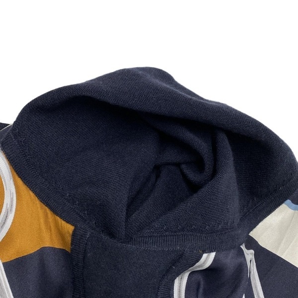 エルメス HERMES カーディガン サイズ38 M - カシミヤ、シルク ネイビー×白×マルチ レディース 長袖/ロング丈 美品 トップス_画像9