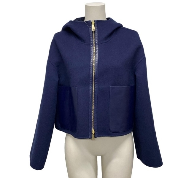  Fendi FENDI блузон размер 42 M FJ6993 A5HD - шерсть темный темно-синий × чёрный женский жакет 