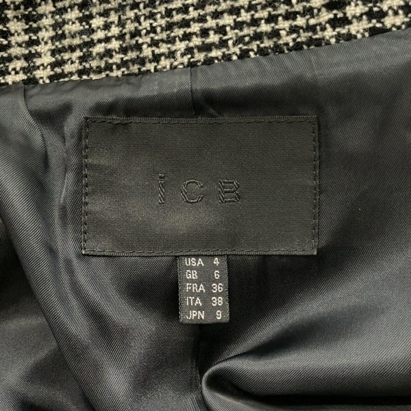 アイシービー ICB サイズJPN 9 - アイボリー×黒 レディース 長袖/千鳥格子柄/ロング丈/春/秋 コート_画像3