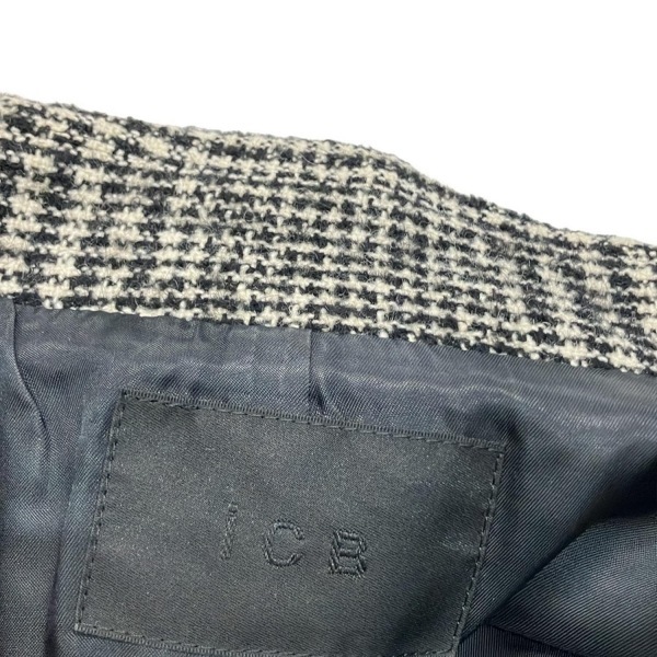 アイシービー ICB サイズJPN 9 - アイボリー×黒 レディース 長袖/千鳥格子柄/ロング丈/春/秋 コート_画像7