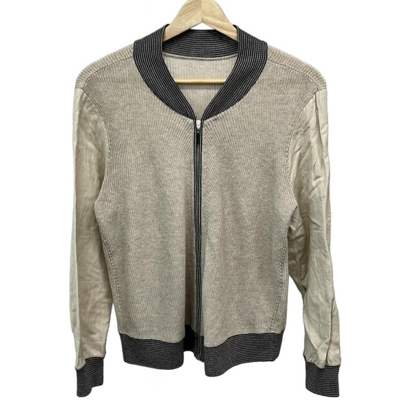 レリアン Leilian ブルゾン サイズ13+ S - ベージュ×ダークネイビー レディース 長袖/ニット/春/秋 美品 ジャケット_画像1