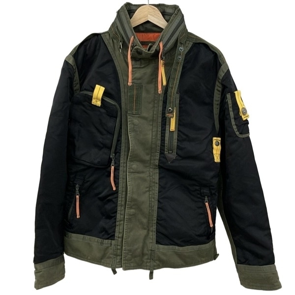 アビレックス AVIREX サイズXL 黒×カーキ×イエロー メンズ 冬物/ジップアップ 美品 コート_画像1