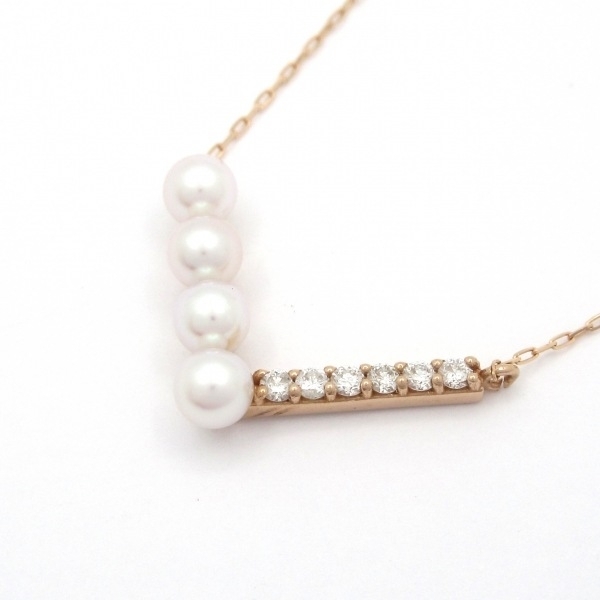 ノーブランド Unbranded ネックレス K18PG×ダイヤモンド×白 総重量:1.4g/0.10刻印 美品 アクセサリー(首)_画像1