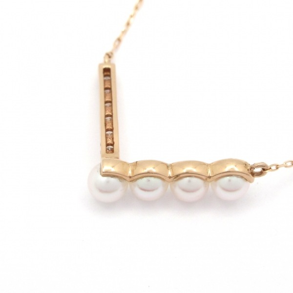 ノーブランド Unbranded ネックレス K18PG×ダイヤモンド×白 総重量:1.4g/0.10刻印 美品 アクセサリー(首)_画像3