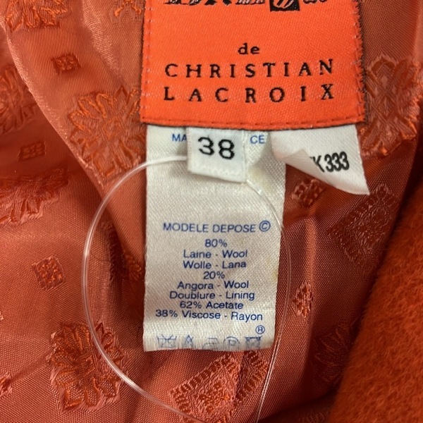 クリスチャンラクロワ Christian Lacroix サイズ38 M - オレンジ レディース 長袖/冬 コート_画像4