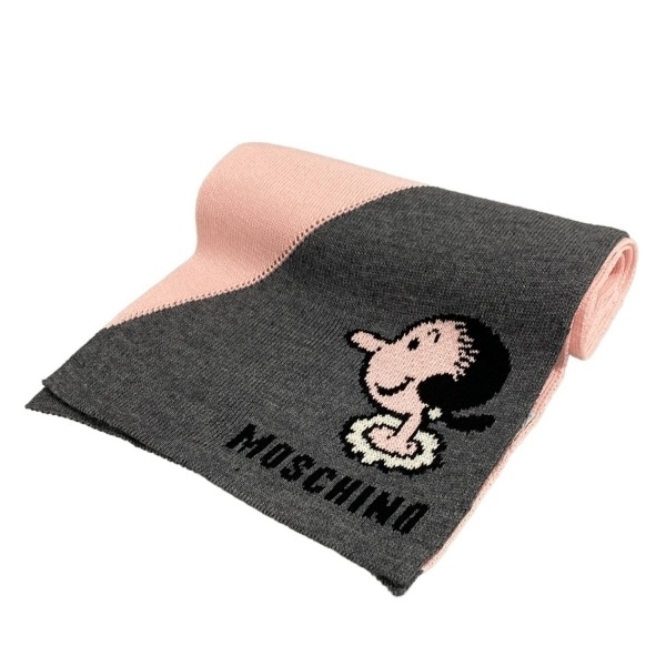 モスキーノ MOSCHINO - ピンク×グレー オリーブ マフラー_画像1
