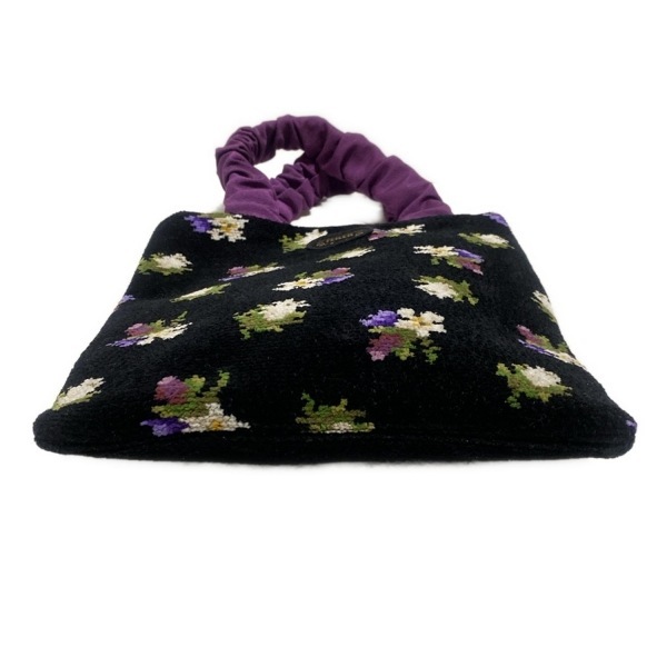 フェイラー FEILER トートバッグ - 黒×パープル×マルチ 花柄/ミニバッグ 美品 バッグ_画像4