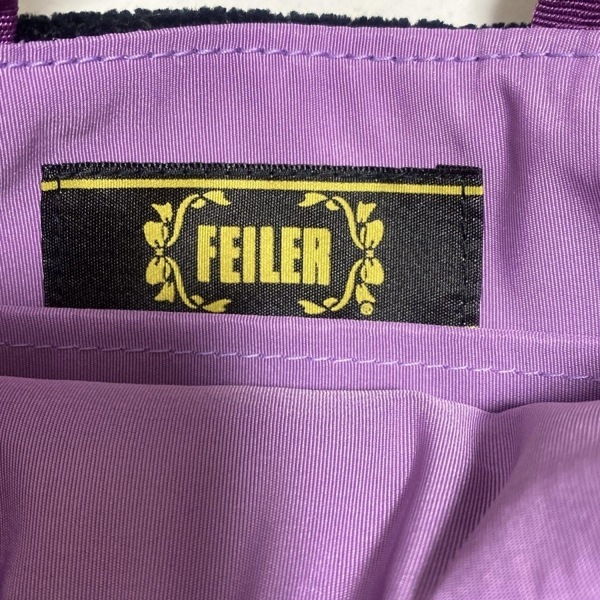 フェイラー FEILER トートバッグ - 黒×パープル×マルチ 花柄/ミニバッグ 美品 バッグ_画像8