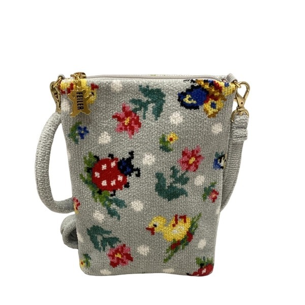 フェイラー FEILER ショルダーバッグ - ライトグレー×レッド×マルチ ハイジ/スマホポシェット/ストラップ着脱可 美品 バッグ_画像3