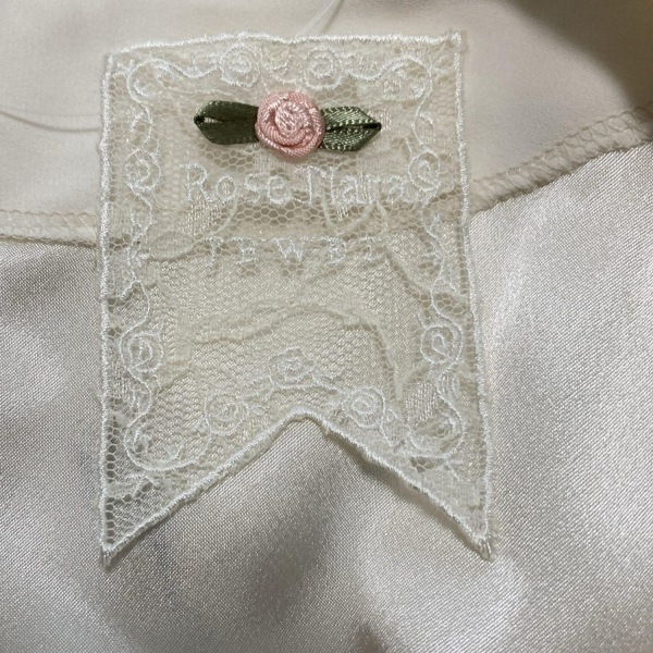 ローズティアラ Rose Tiara サイズ42 L アイボリー×白×グリーン レディース 半袖/刺繍/フラワー 美品 ワンピース_画像3