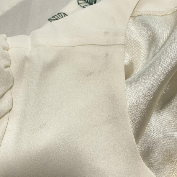 ローズティアラ Rose Tiara サイズ42 L アイボリー×白×グリーン レディース 半袖/刺繍/フラワー 美品 ワンピース_画像7