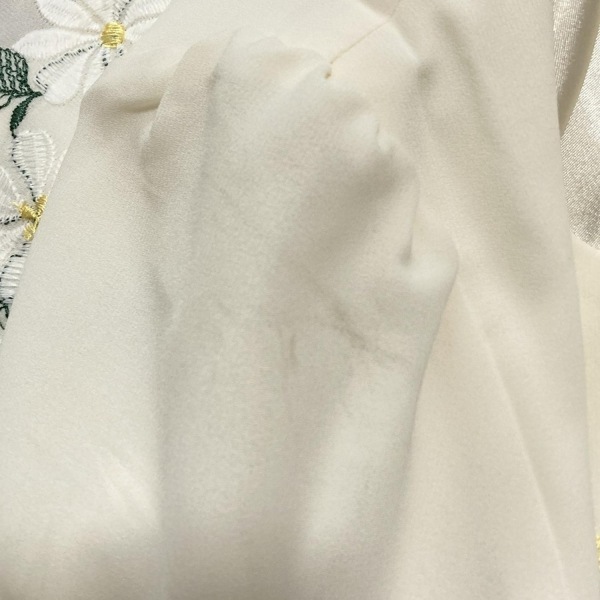 ローズティアラ Rose Tiara サイズ42 L アイボリー×白×グリーン レディース 半袖/刺繍/フラワー 美品 ワンピース_画像8