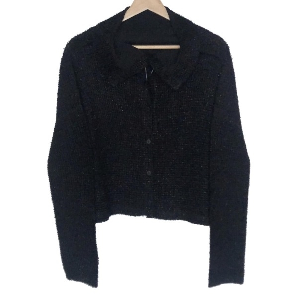 ミー/イッセイミヤケ me ISSEY MIYAKE 長袖シャツブラウス - 黒 レディース ラメ/プリーツ トップス_画像1