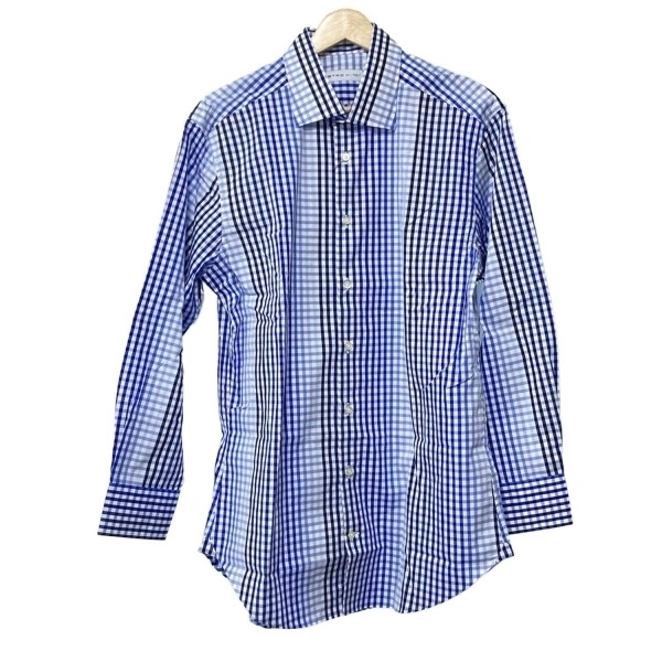 エトロ ETRO 長袖シャツ サイズ41 - 白×ネイビー×マルチ メンズ チェック柄 新品同様 トップス_画像1